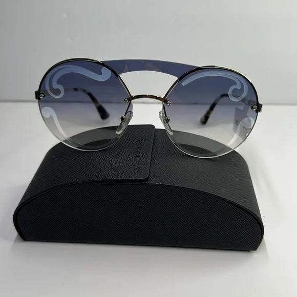 Prada Gray and Gold Geometric Sunglasses Prada - PR A51S Sunglasses | Specs Collective main image 4